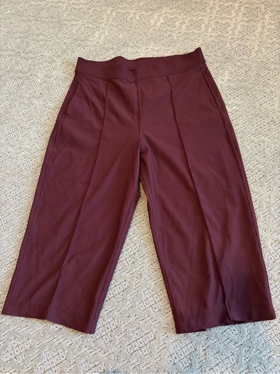 lululemon athletica Pants - lululemon athletica Ribbed Wide-Leg Crop Pants in Burgundy
